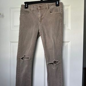 Super cute, distressed tan leggings from American Eagle